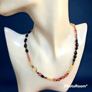 VTG KARL LAGERFELD 1990s Garnet Quartz Beaded Necklace